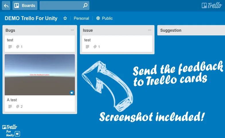 Trello For Unity: generated card on a Trello board